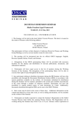Human Dimension Seminar on the Media Freedom Legal Framework, 13-15 May 2013: Technical Information