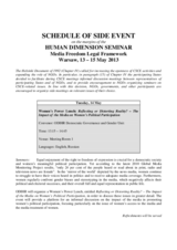 Human Dimension Seminar on the Media Freedom Legal Framework, 13-15 May 2013: Side Event Description