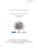 Opening Remarks by Douglas Wake, First Deputy Director of the OSCE Office for Democratic Institutions and Human Rights (ODIHR)
