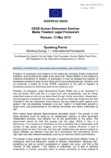 European Union Speaking Points, Working Group 1 &ndash; International Framework