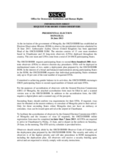 Mongolia, Presidential Election, 26 June 2013: Information Sheet for Short-Term Observers