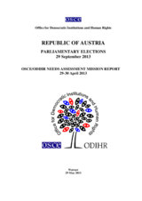 Austria, Parliamentary Elections, 29 September 2013: Needs Assessment Report