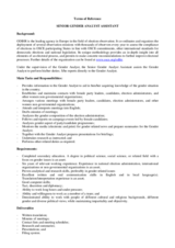 Election Missions Recruitment, Terms of Reference: Senior Gender Analyst Assistant
