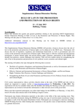 Supplementary Human Dimension Meeting on the Rule of Law in the Promotion and Protection of Human Rights, 11-12 July 2013: Information for Civil Society