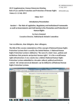 Session 1, Introductory Presentation by Mr. Harry Hummel, Executive Director