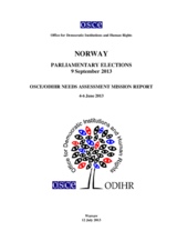 Norway, Parliamentary Elections, 9 September 2013: Needs Assessment Mission Report