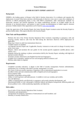 Election Missions Recruitment, Terms of Reference: Junior Security Expert Assistant