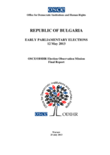 Bulgaria, Early Parliamentary Elections, 12 May 2013: Final Report