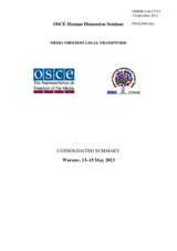Human Dimension Seminar on Media Freedom Legal Framework, 13-15 May 2013: Consolidated Summary