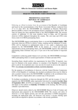 Azerbaijan, Presidential Election, 9 October 2013: Information Sheet and Request for Short-Term Observers