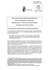 Non-discrimination as guaranteed by the European Social Charter