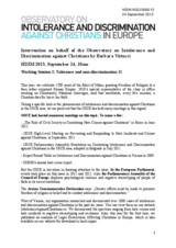 Intervention on behalf of the Observatory on Intolerance and Discrimination against Christians by Barbara Vittucci