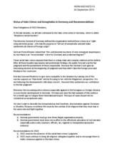 Status of Hate Crimes and Xenophobia in Germany and Recommendations