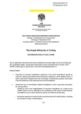 The Greek Minority in Turkey - Recommendations to OSCE/ODIHR