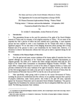 The Status and Issues of the Greek-Orthodox Minority in Turkey