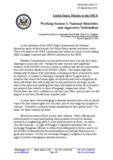 Working Session 1: National Minorities and Aggressive Nationalism