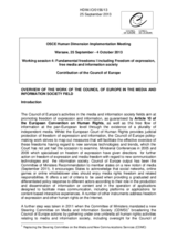 Overview of the Work of the Council of Europe in the Media and Information Society Field