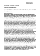 Russophobic Tendencies in Finland - Speech by Dr. Johan Baeckman (Finland)