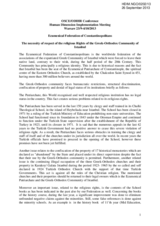 The necessity of respect of the religious Rights of the Greek-Orthodox Community of Istanbul