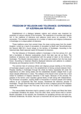 Freedom of Religions and Tolerance: Experience of Azerbaijan Republic