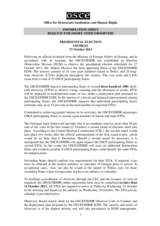 Georgia, Presidential Election, 27 October 2013: Information Sheet, Request for Short-Term Observers