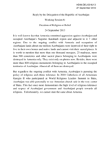 Reply by the Delegation of the Republic of Azerbaijan - Working Session 6: Freedom of Religion or Belief