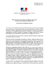 Intervention of the French delegation - Freedom of thought, conscience, religion or belief (Working Session 6)