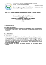 Recommendations by Dr. Mattia F. Ferrero under Working Session 5