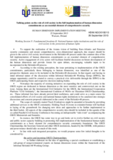 Talking points on the role of civil society in the full implementation of human dimension commitments as an essential element of comprehensive security