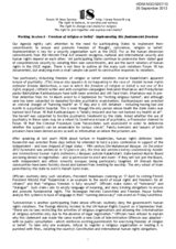 Freedom of religion or belief - Implementing this fundamental freedom