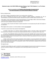 Need for a recognition of the Freedom of Non-Association throughout the EU and a Recommendation to the OSCE Ministerial Meeting in December