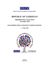 Tajikistan, Presidential Election, 6 November 2013: Needs Assessment Mission Report
