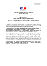 Response of the French delegation to the intervention of the Russian Federation - Working Session 8: Freedom of assembly