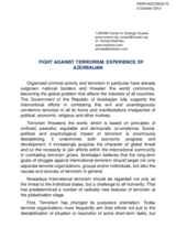 Fight against terrorism: Experience of Azerbaijan Republic