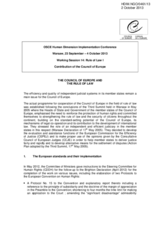 Contribution of the Council of Europe for the Working Session 14: Rule of Law I