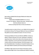 Intervention from European Exchange on behalf of the European Platform for Democratic Elections (EPDE) - Civil Society Election Observers: A Relevant and Important Player in Democratic Elections