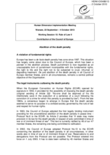 Contribution of the Council of Europe for the Working Session 15: Rule of Law II. Abolition of the death penalty