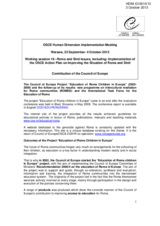 Contribution of the Council of Europe for the Working session 16: Roma and Sinti issues, including: Implementation of the OSCE Action Plan on Improving the Situation of Roma and Sinti