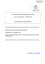 Contribution of the Council of Europe. Follow-up to the Strasbourg Declaration on Roma
