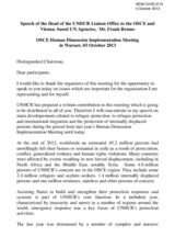 Speech of the Head of the UNHCR Liaison Office to the OSCE and Vienna to the HDIM
