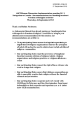 Delegation of Canada - Recommendations for Working Session 6: Freedom of Religion or Belief