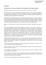 Rapporteur's Report for Working session 7: Freedom of religion or belief