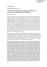 Canonical Status of the Orthodox Community of Abkhazia and Restoration of an Independent Church of Abkhazia