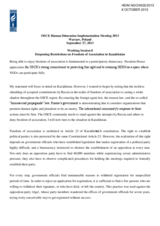 Deepening Restrictions on Freedom of Association in Kazakhstan