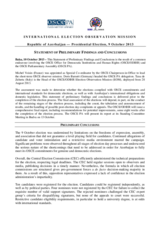 Azerbaijan, Presidential Election, 9 October 2013: Statement of Preliminary Findings and Conclusions