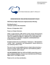 Intervention by the Center for Security Policy under Working Session 2