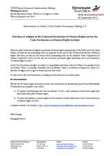 Intervention on behalf of the Gustav Stresemann Stiftung e.V. - Freedom of religion in the Universal Declaration of Human Rights and in the Cairo Declaration on Human Rights in Islam