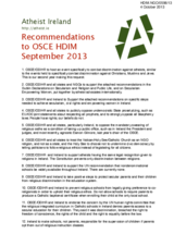 Atheist Ireland's recommendations under Working Session 6: Freedom of Religion or Belief