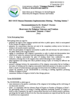 Recommendations by Dr. Mattia F. Ferrero under Working Session 7