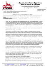 Working Session 7: Freedom of Religion or Belief